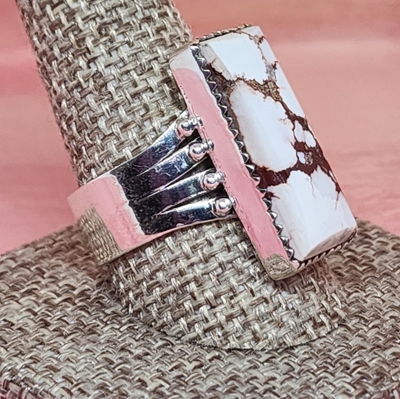 Southwestern Wildhorse Jasper and Sterling Ring - Picture 5 of 6